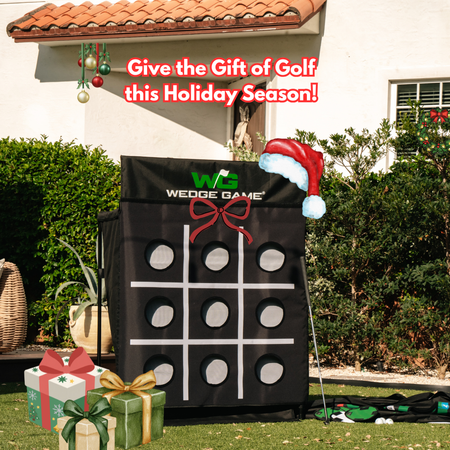 Christmas themed Wedge Game in the back yard with presents