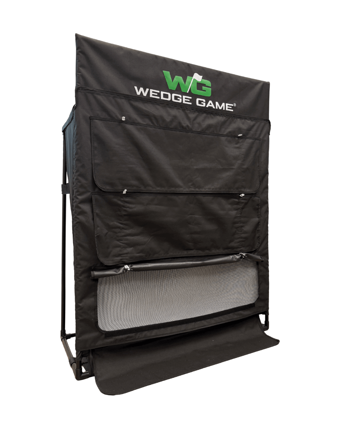 Wedge Game golf practice net for chipping showing low trajectory panel for low chips