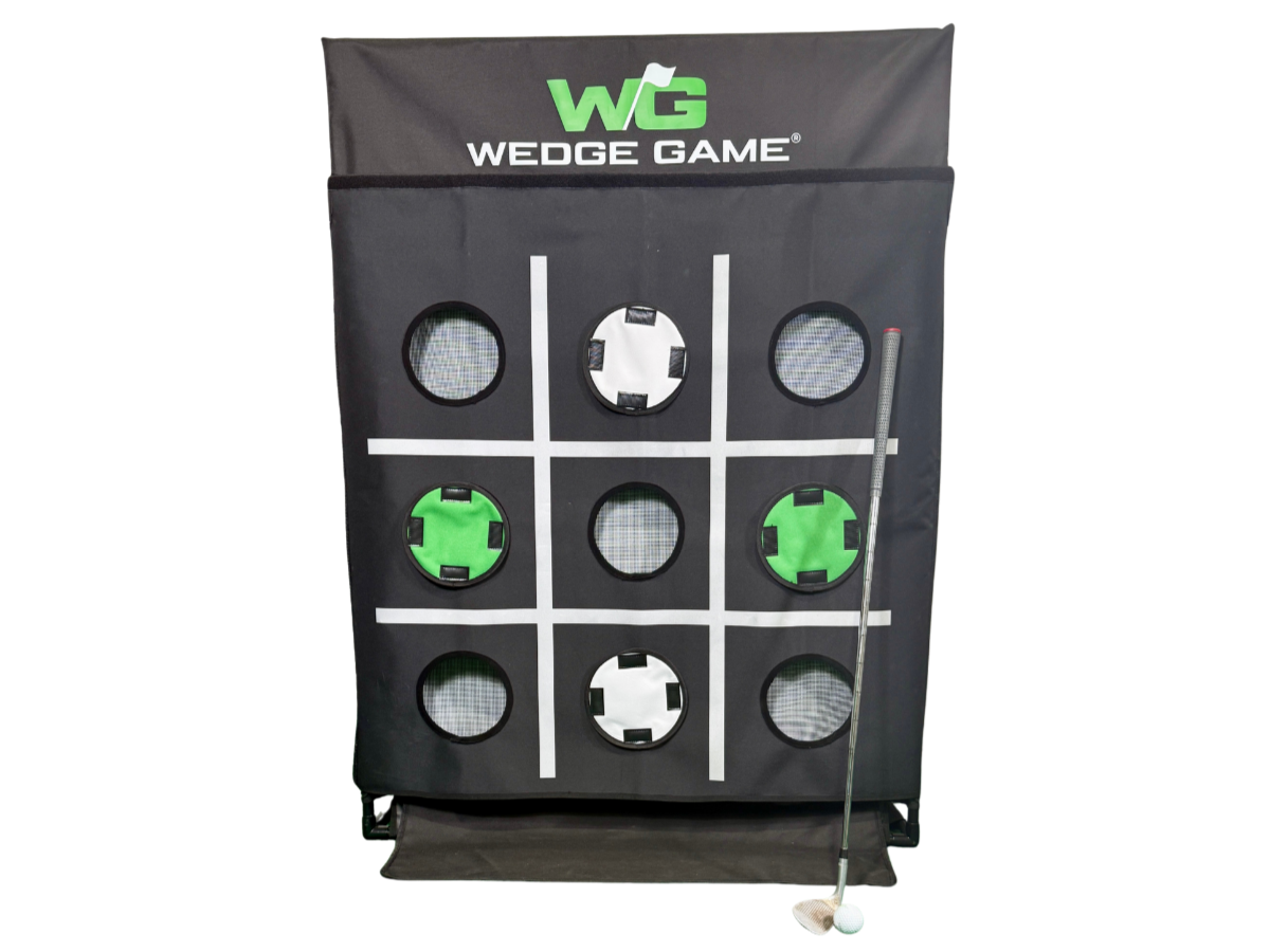 Wedge Game net with tic-tac-toe panel and colored hole covers