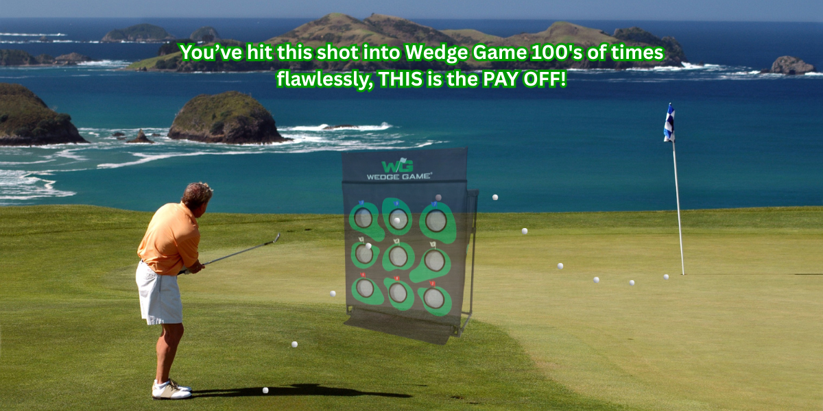 Envisioning how the ball is flighted into Wedge Game on onto the green